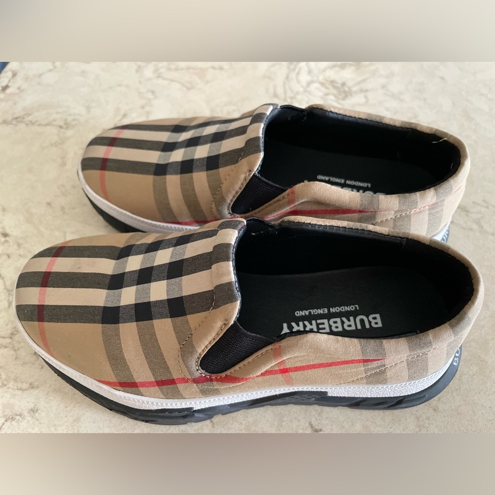 Authentic Burberry kids slip ons